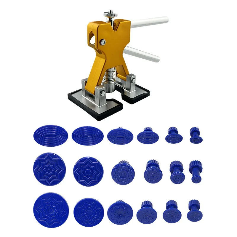 E5 Auto Paintless Dent Repair Kits Adjustable Gold Dent Lifter Dent Repair Tool With 18pcs Tabs Hail Removal Tools Glue Puller