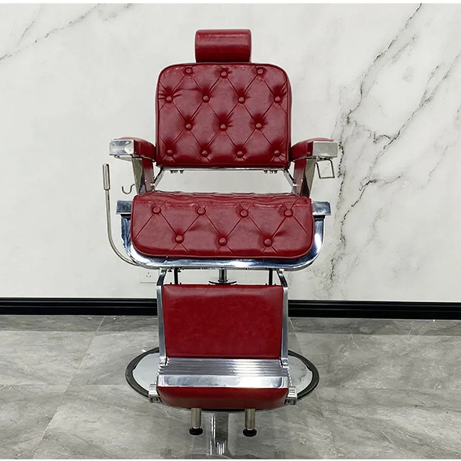 Red Vintage Barber Chair Base Standing Mat Professional Mobile Barber Chair Tool Massage Luxury Footrest Legs Chaise Salon Chair