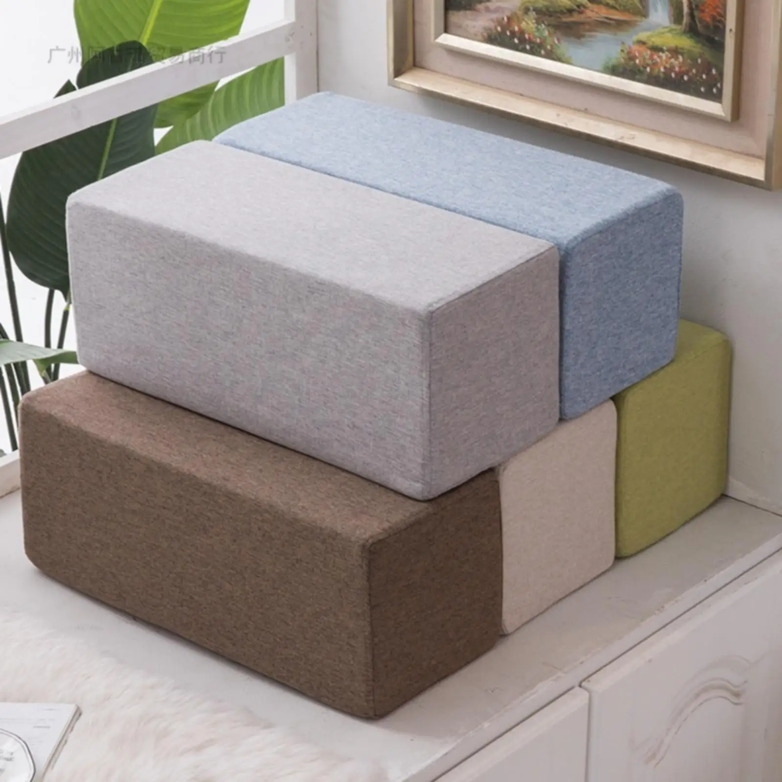 Rectangular neck support pillow made of linen fabric with firm
