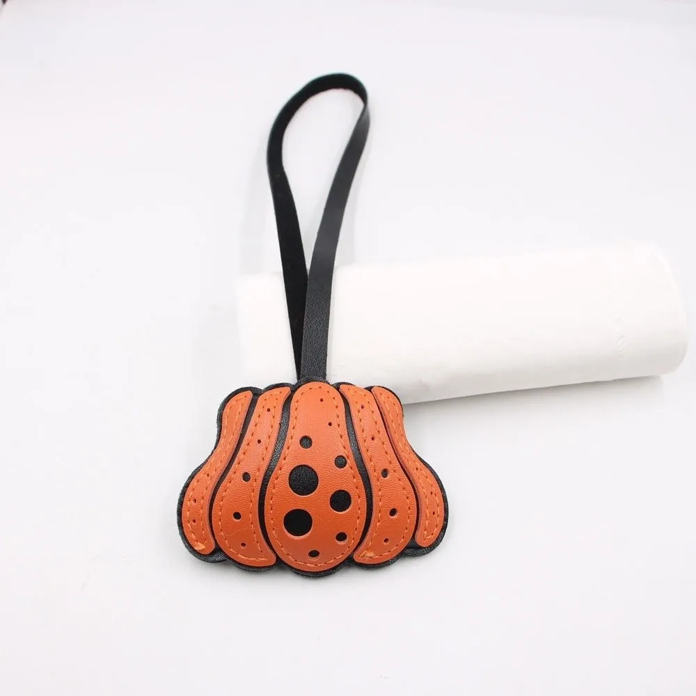 Gift Solid Color Pumpkin Keychain Polka Dot Charm Halloween Bag Pendant Leather Key Ring Beg Accessories Men
