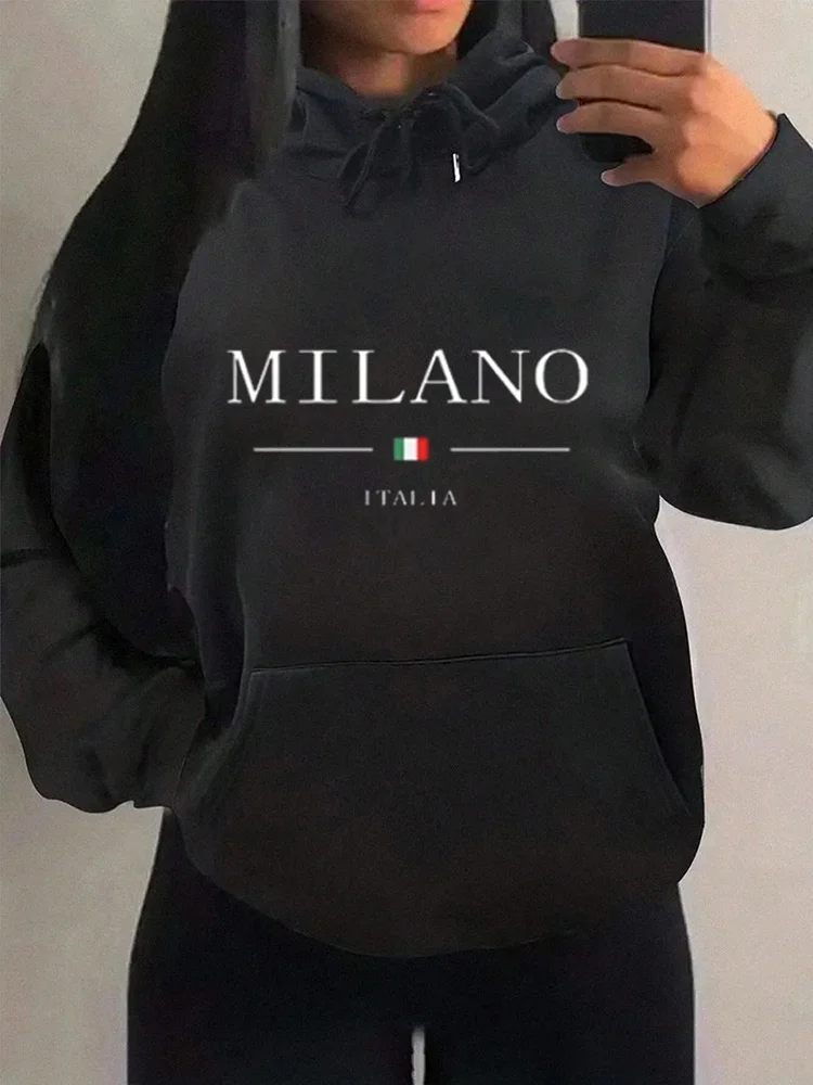 

Новые осенние женские уличные модные флисовые толстовки Milano Letter, повседневные толстовки, универсальные модные толстовки в стиле Харадзюку Y2K