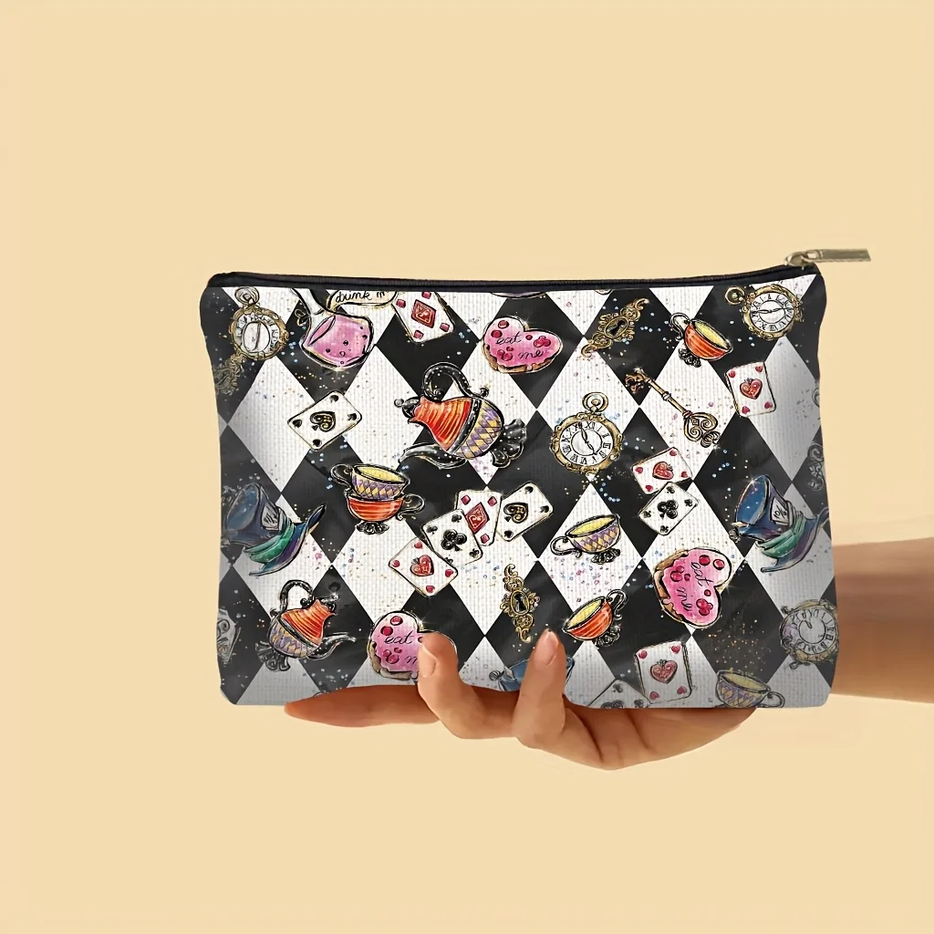 1 حقيبة مستحضرات التجميل ديزني أليس، حقيبة تخزين المجوهرات، حقيبة تخزين مثالية للسفر بسحاب - هدية عيد ميلاد ممتعة #6