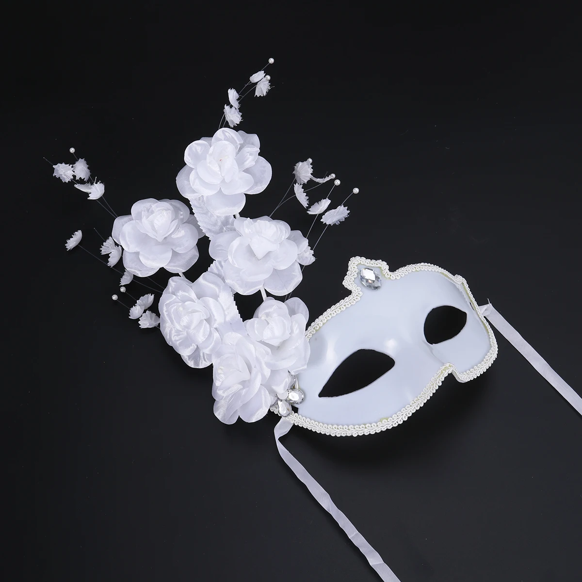 

Half Face Mask Lady for Women Make up Christmas Party Ball Big Flower Fashion Show