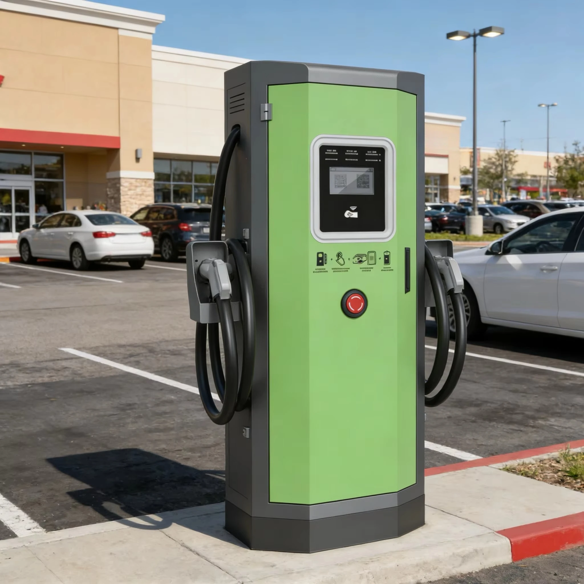 80kW Dual  DC Fast EV Charger Station, Commercial Electric Vehicle Charging Pile with OCPP, CE Certified for Public Parking
