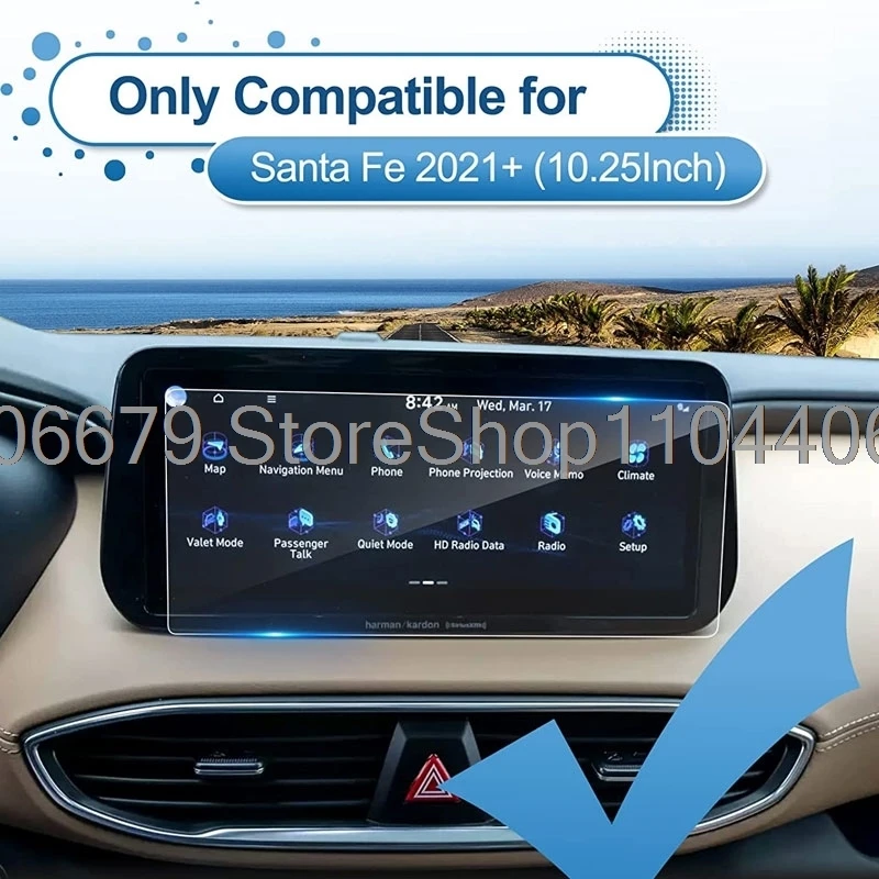 واقي شاشة من الزجاج المقسى لسيارة Hyundai Santa Fe TM 2022 2021 8 بوصة أو 10.25 بوصة ملاحة السيارة نظام تحديد المواقع المضادة للخدش