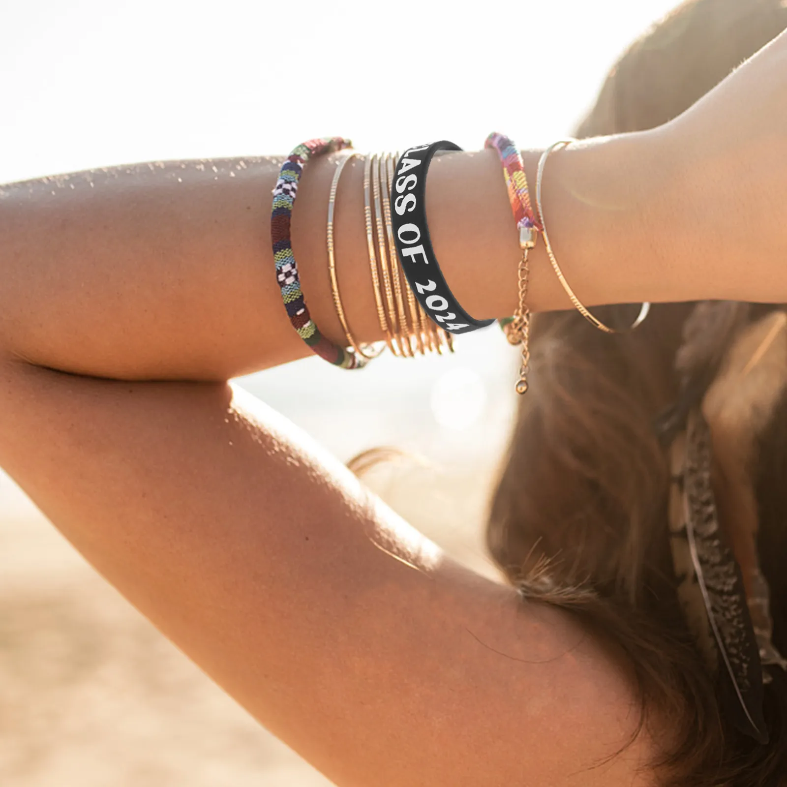 

50 шт. силиконовых браслетов для выпускников, с гравировкой, на выпускной вечер, долговечные, эластичные