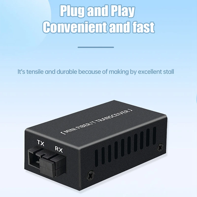 10/100M Mini Fiber Media Converter Single Mode 155Mbps Fiber Optical Transceiver Black EU-Plug 1Set