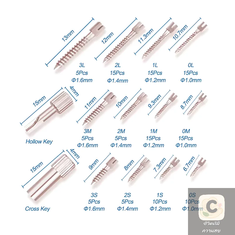 YY 120Pcs Dental Screw Posts Pure Titanium Gold Plated Treatment Implant Core Conical Screw Post S/M/L Threaded Nail Teeth Fixed