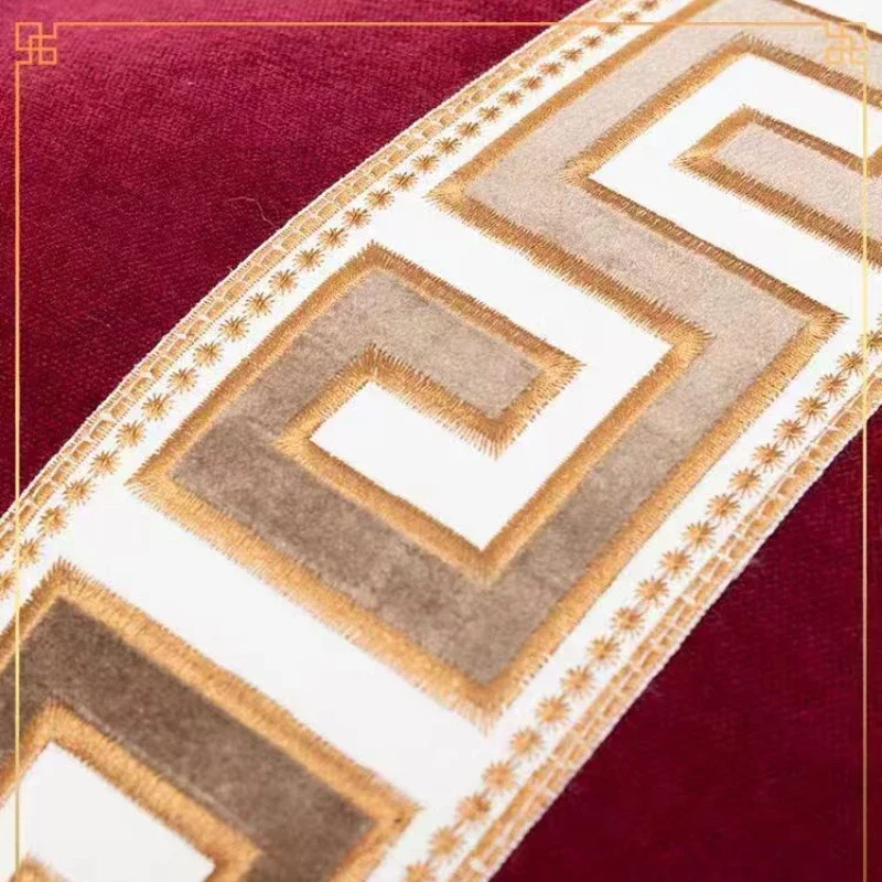 Chinese Style Chenille Sofa Cover Four Seasonal Universal Solid Wood Sofa Seat Cushion Joyful Anti Slip Red Chair Cushion Cover