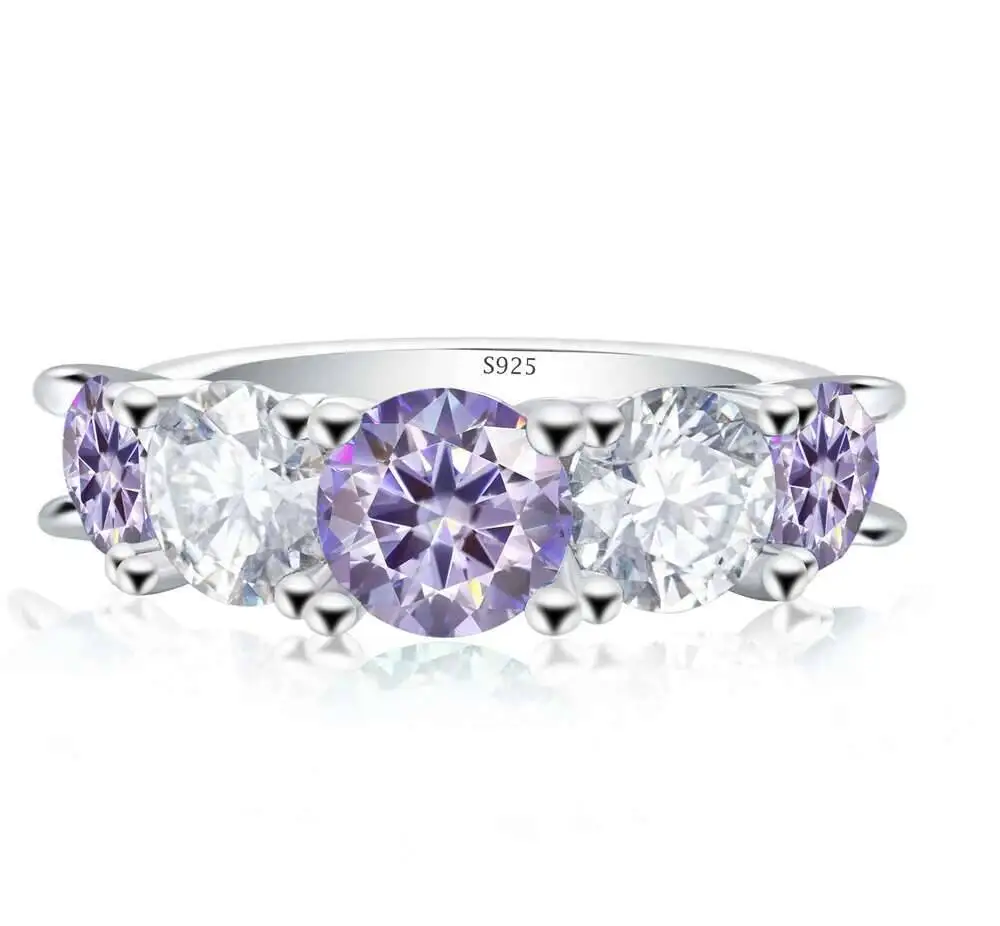 100% 3,6 Sterling Silber Karat volle Moissan ite Ringe für Frauen 18 Karat Weißgold Farbe Verlobung Hochzeit edlen Schmuck – Detail 2