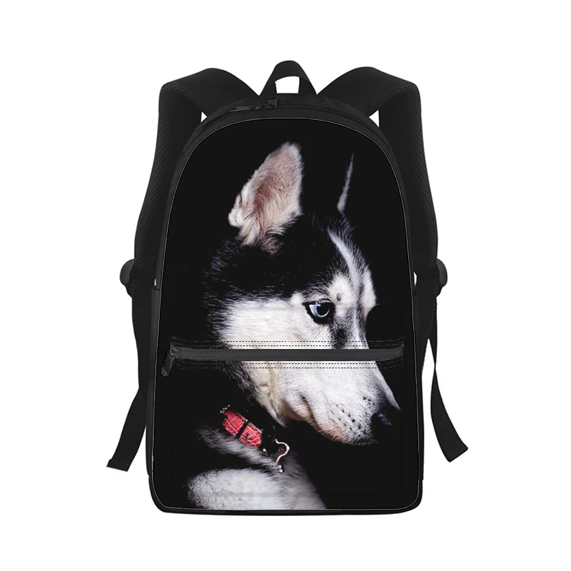 Husky dog tas punggung Laptop Pria Wanita, ransel berpergian cetakan 3D untuk sekolah murid anjing lucu keren