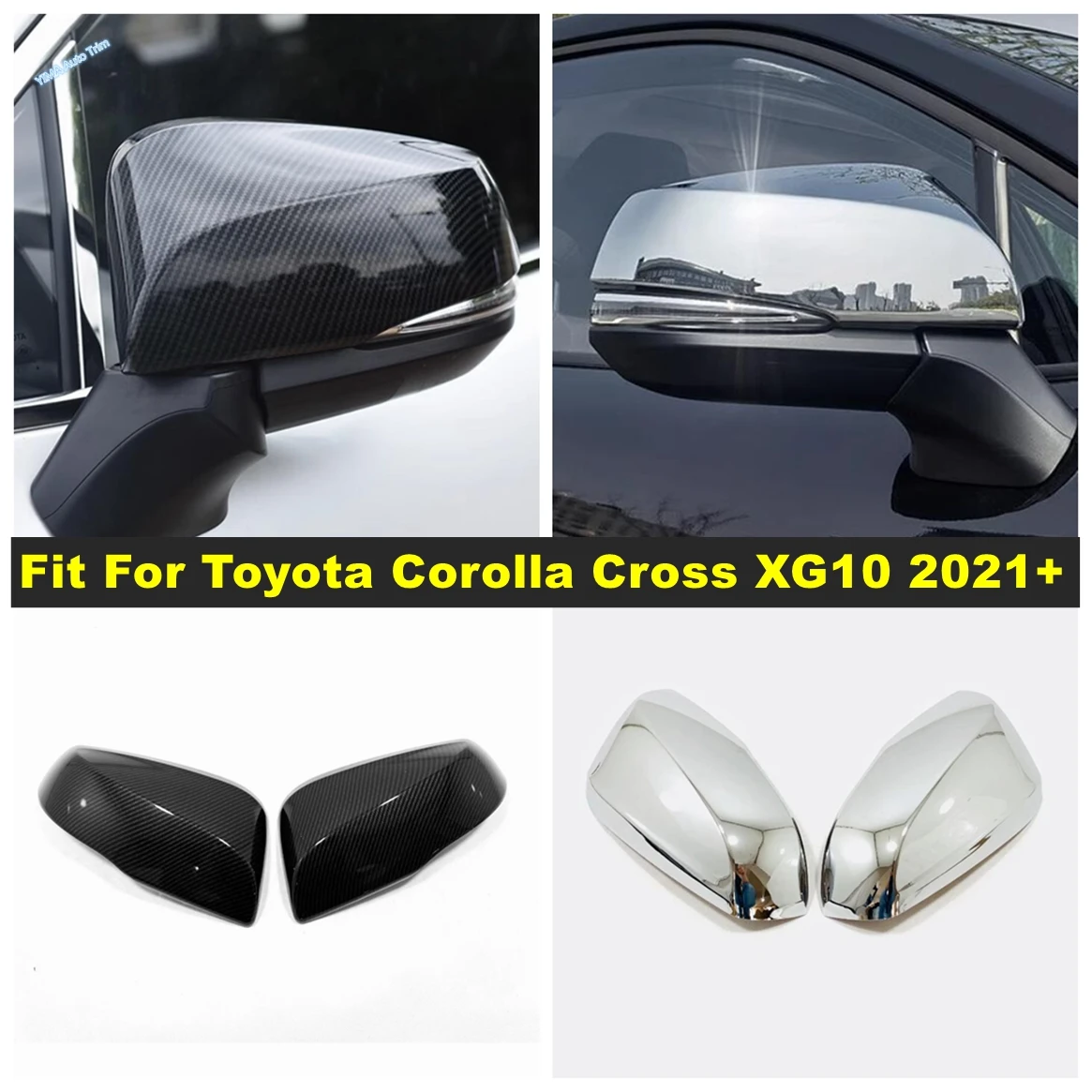 

ABS Auto Rearview Mirror Shell Mirror Cover Trim For Toyota Corolla Cross XG10 2021 - 2024 Carbon Fiber Look / Shiny Accessories