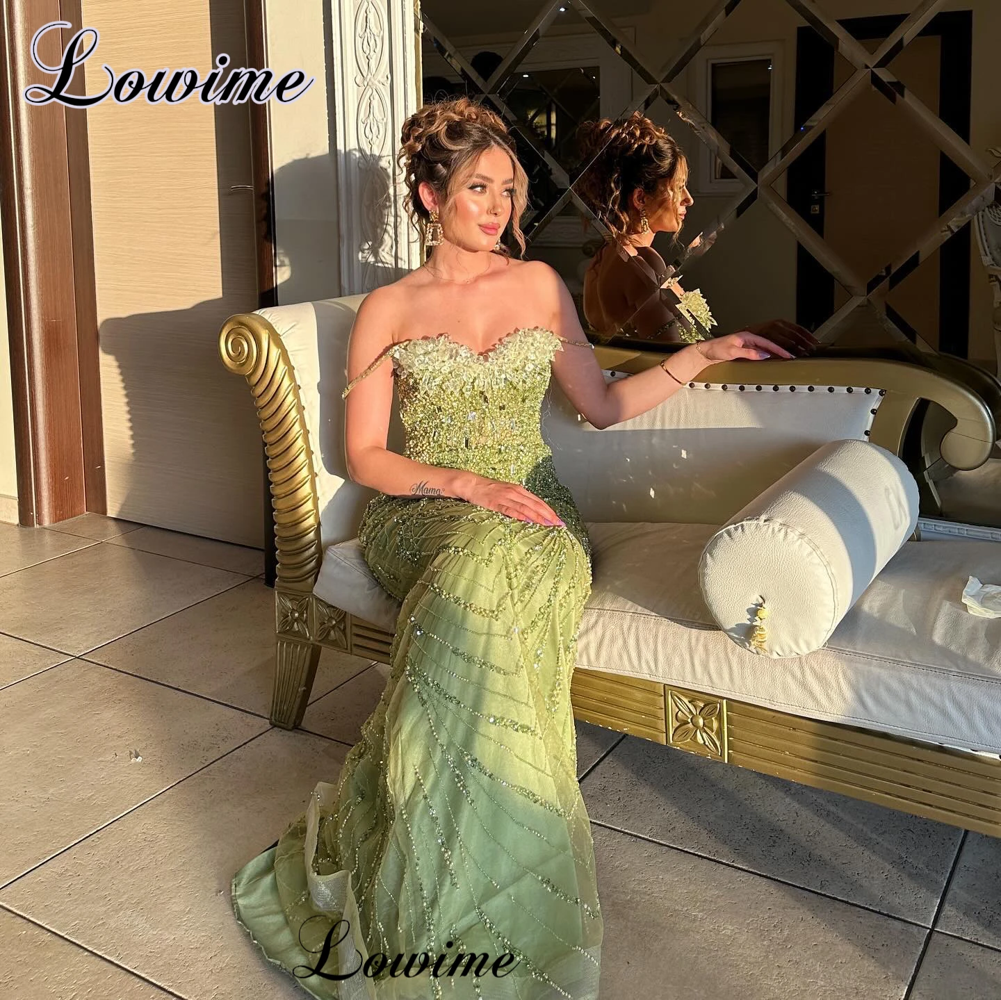 Elegant Light Green Prom Dresses Mermaid Beaded Sexy Cocktail Dresses For Women Vestidos De Noche Sweetheart Celebrity Dresses