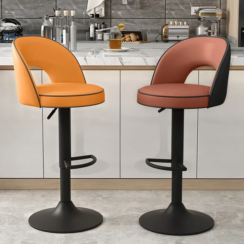 Portable Leather Bar Stool Adjustable Swivel Reception Desk Bar Chairs Modern Design Bar Tabureleri Barbershop Furniture