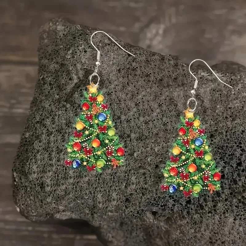 كرنفال عيد الميلاد الملونة شجرة عيد الميلاد شقة الاكريليك الأقراط خمر مهرجان جو تنوعا الملحقات