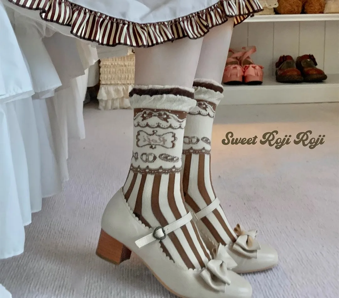 Japanese Sweet Socks Women Autumn Warm Pure Cotton JK Pile Leggings Short Socks Kawaii Fruits Lolita Candy Socks