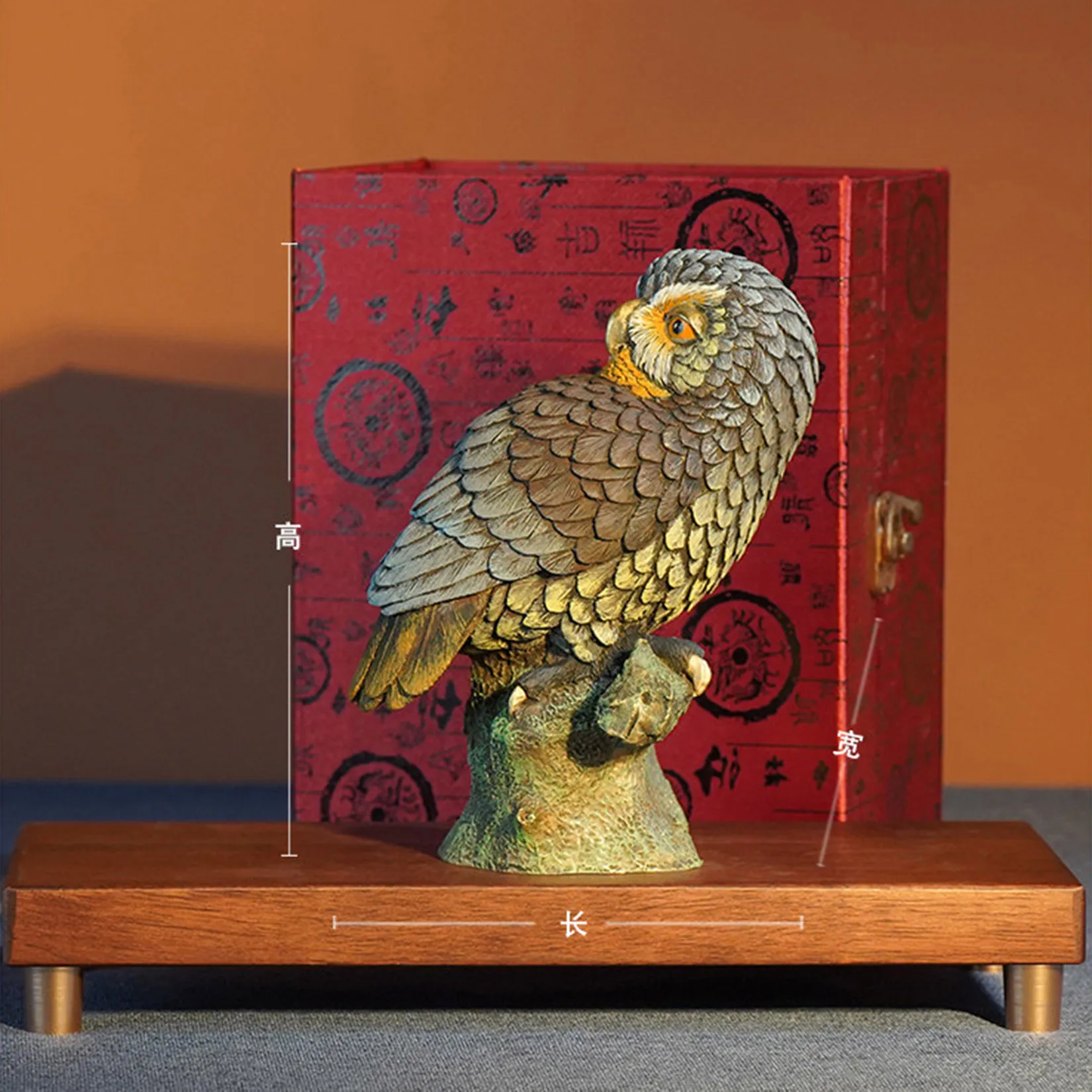 Owls Model Brass Sculpture Metal Strigiformes Birds Desktop Display Ornament Home Scene Collectible Decoration Birthday Gift