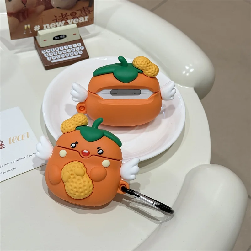 

Anime Cartoon Suitable For AirPods Pro 1.2.3 Apple Cute Persimmon Earphone Protective Case Anti drop Silicone Earphones