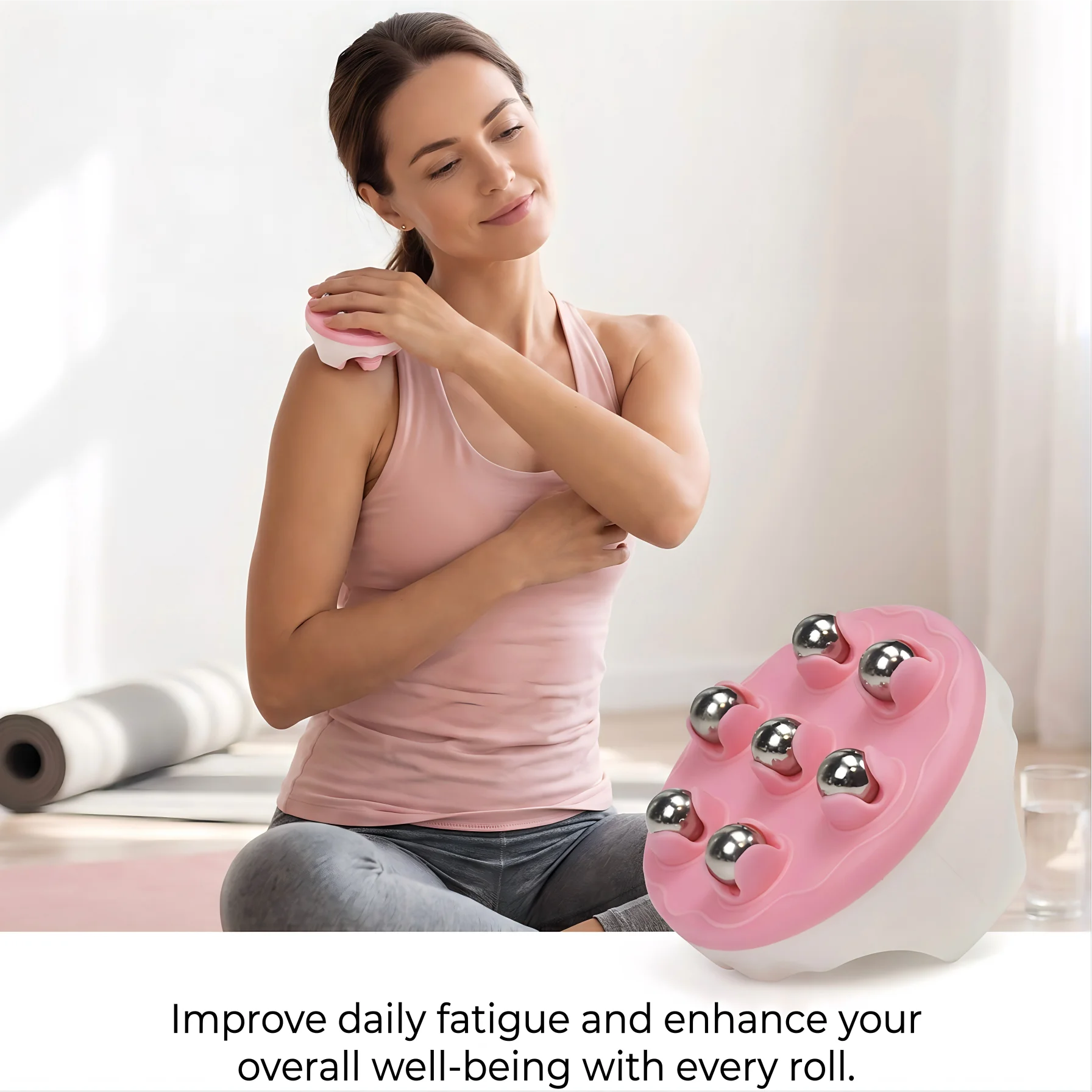 7 Ball Magnetic Massager Roller 360° Rotating Steel Beads Manual Massage Tool for Body Muscle Relaxation Neck Back Leg Care