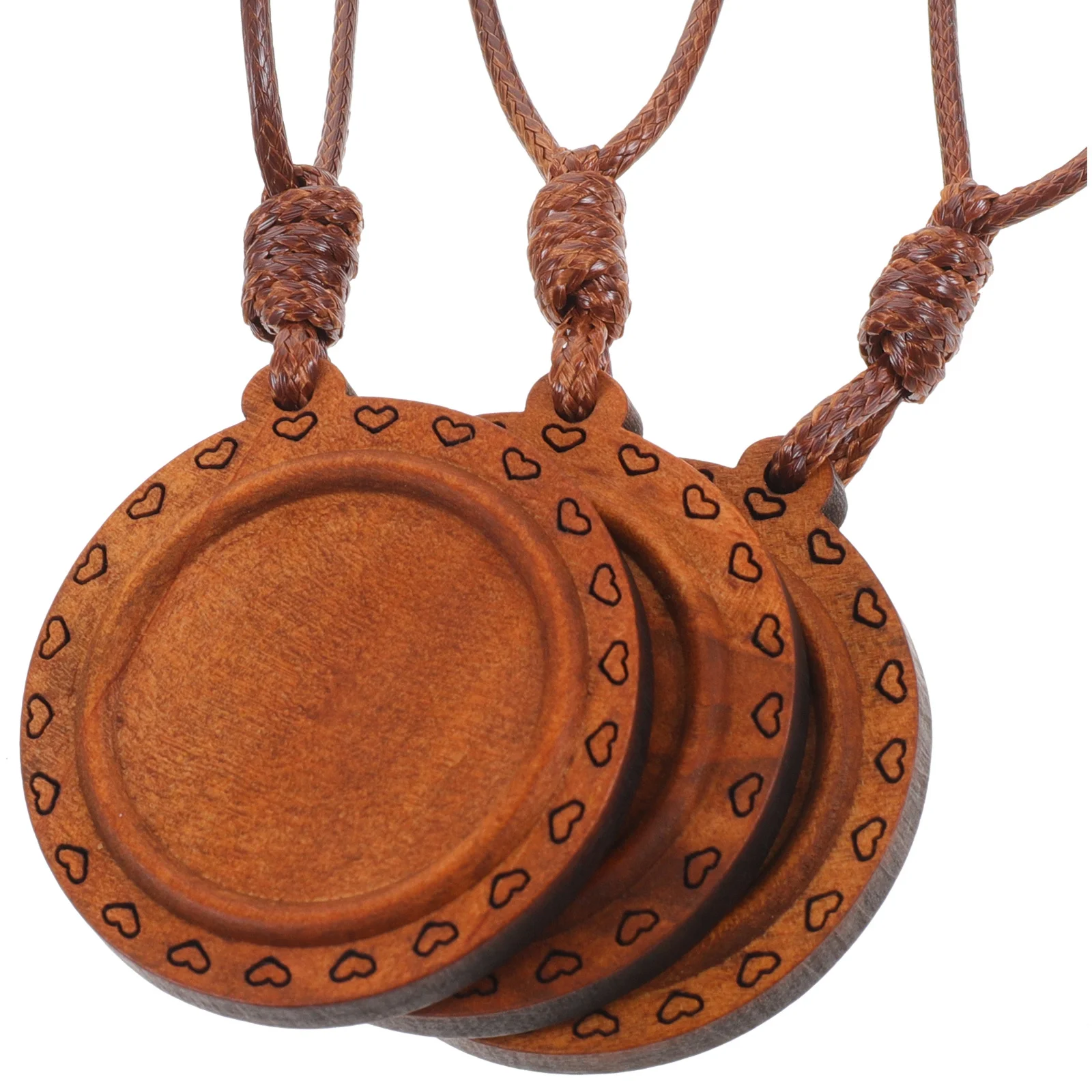 

3Pcs Wooden Pendant Bases DIY Jewelry Making Accessory Vintage Style Craft Trays for Necklaces Bracelets Earrings Gifts