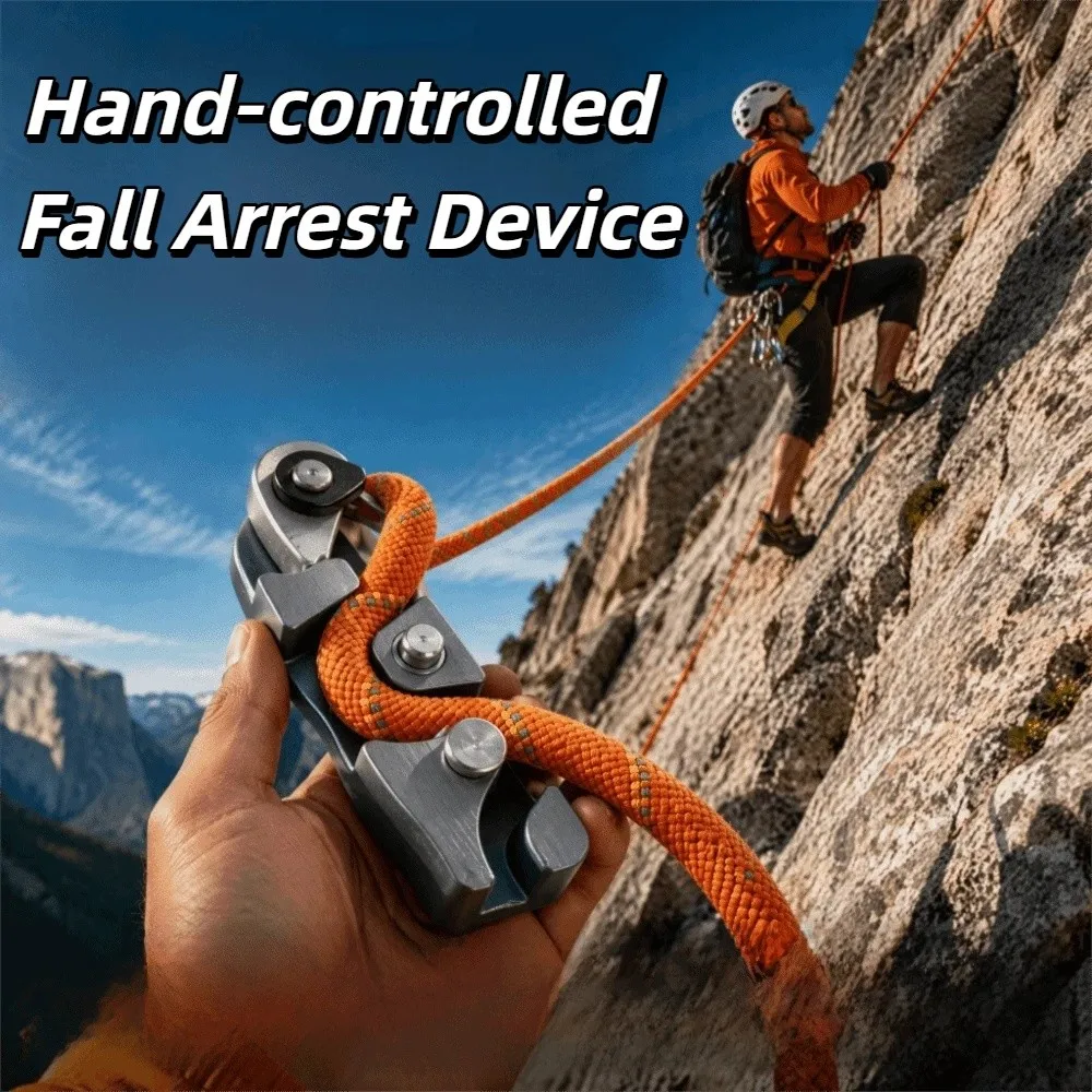 Slow Descent Descender Hand Control Manual Stopper Openable Descender Opening And Closing High Altitude Operation Fall Arrester