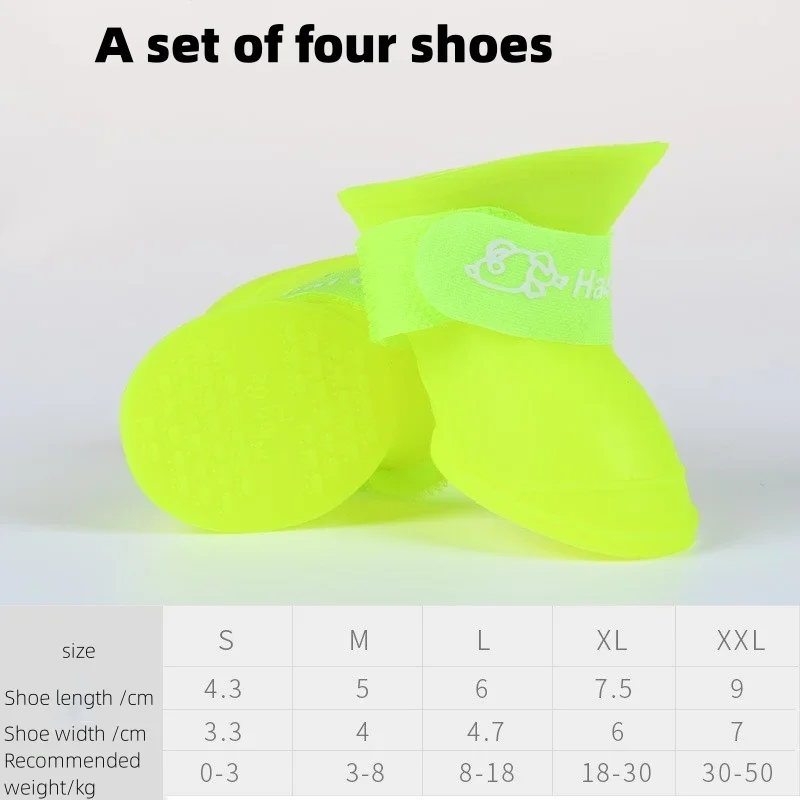 A Group Of Four Multi-Color Pet Rain Shoes Silicone Non-Slip Waterproof Dog Shoes Pet Supplies Dog Foot Cover image 5