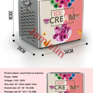 110 فولت / 220 فولت آلة لفة الآيس كريم المقلية الصغيرة التايلاندية مقلاة ملفوفة الآيس كريم ملفوفة الزبادي المقلي آلة لفة الآيس كريم أعلى 10 مبيعات لآلة الآيس كريم التايلاندية - رقم 4