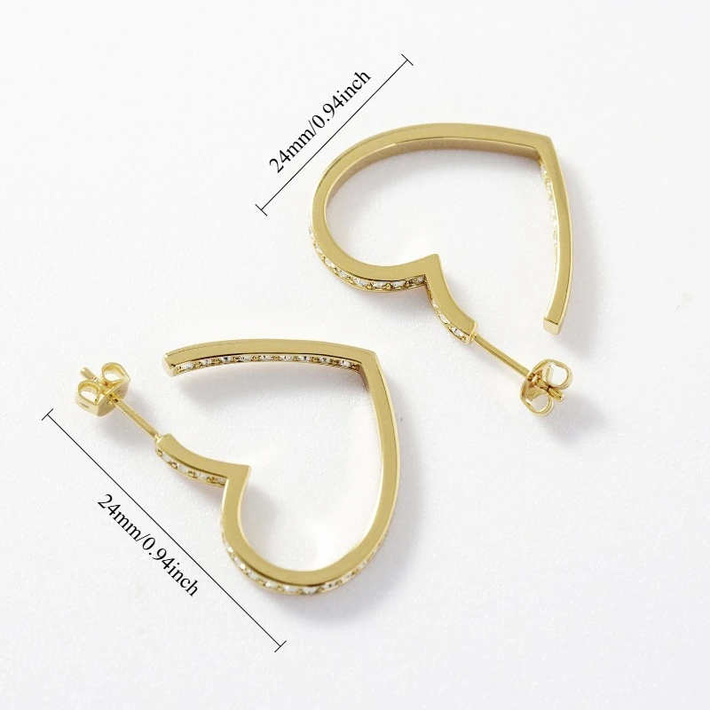 Daisini Hoop Earrings Heart Shaped with Swarovski Crystals Real 18k Rose Gold Plated Huggie Earrings for Women Wedding Jewelry