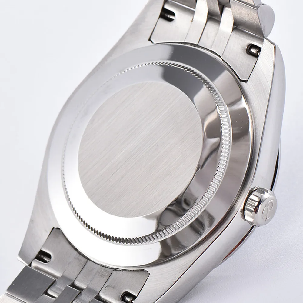 Parnis 39,5 mm elegante bruine wijzerplaat automatisch herenpolshorloge roestvrijstalen band