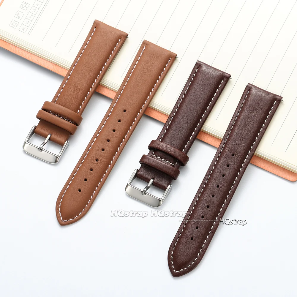 Vintage Cowhide Watch Strap 18mm 20mm 22mm Universal Bracelet for Samsung Watch5/6/7 Smartwatch Quick Release Business Wristband