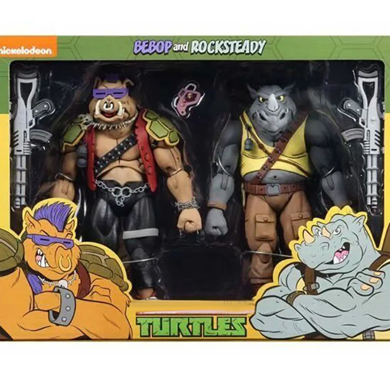 NECA Bebop Rocksteady Turtle Action Figure Shredder Michelangelo Foot Solder Figure Shredder Donatello Krang Figure Anime Gift