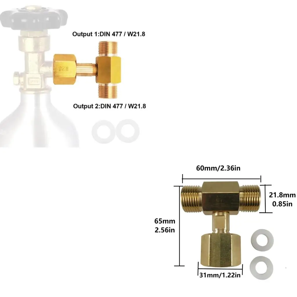 Sodas Cylinder Brass CO2 Cylinder Adapter Sodas Bottle Converters 3 Way Connector Charging Fill Adaptor for Beer
