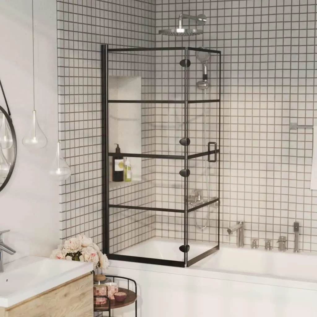 47.2x55.1 Black Folding Shower Enclosure ESG - Space-Saving Bathroom Solution