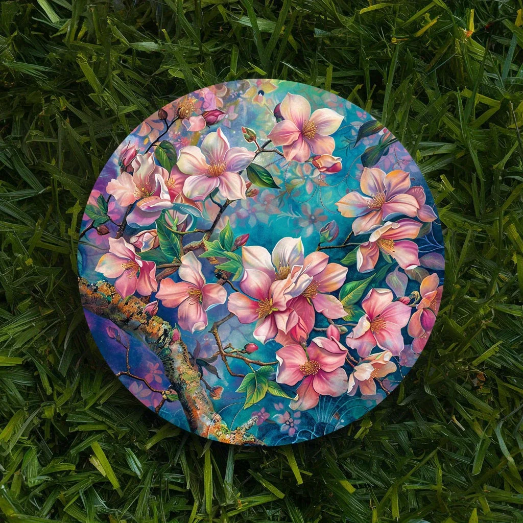 2D Flat, 2D Flat Plane, 1pc 2D Flat Printed Metal Iron Sign, Round Floral Harmony Decorative Wall Art - Suitable for Birthdays,