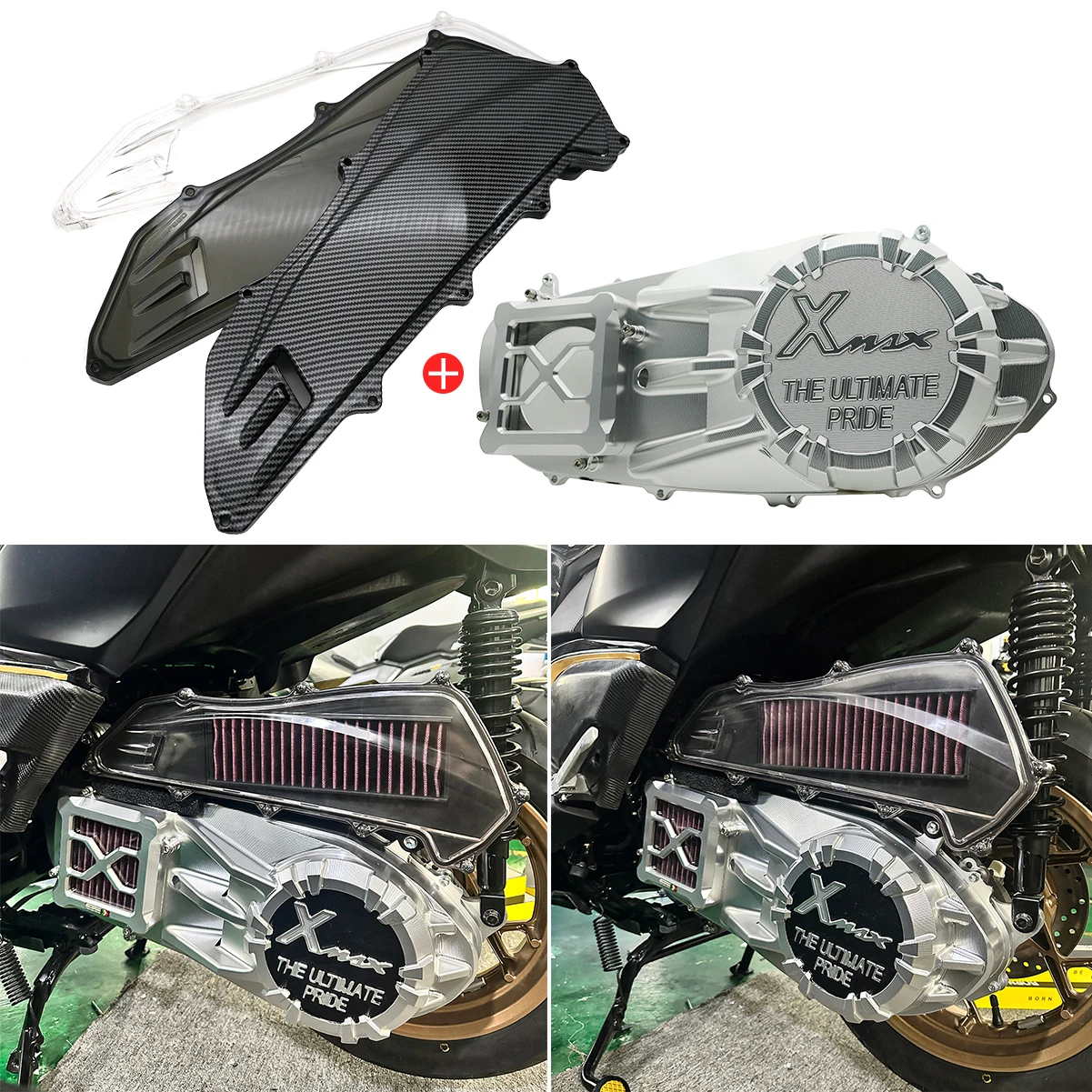 Motorcycle Air Filter Cover Transmission Chain Cover Sprocket Guard CNC Aluminum Fairing Decoration For Yamaha XMAX 2017-2024