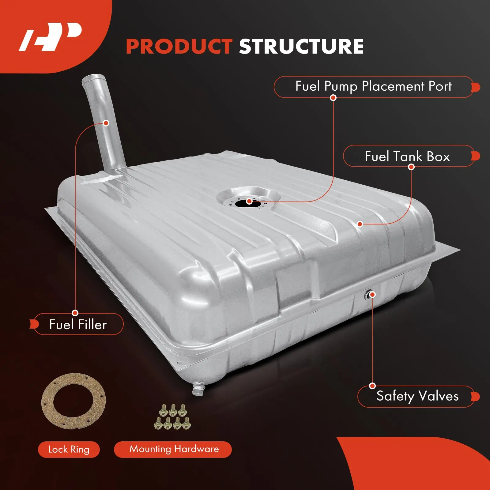 A-Premium 16.9 Gallons Fuel Tank with O Ring for Ford Thunderbird 1956