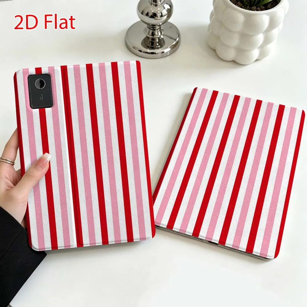 Red stripe pattern Soft For Lenovo Xiaoxin Pad Pro Tab P12 P11 11 13 11.2 inch K11 Plus Pen Tray Tablet Case