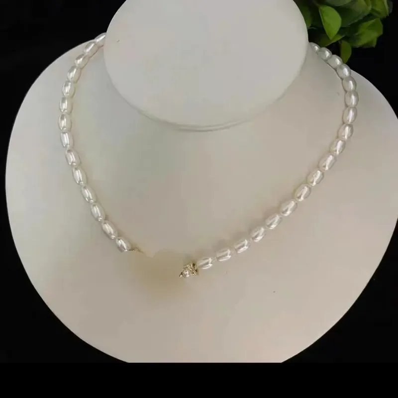 The story of the rose,same pearl necklace, hand in hand, natural freshwater, trendy collarbone chain, rose