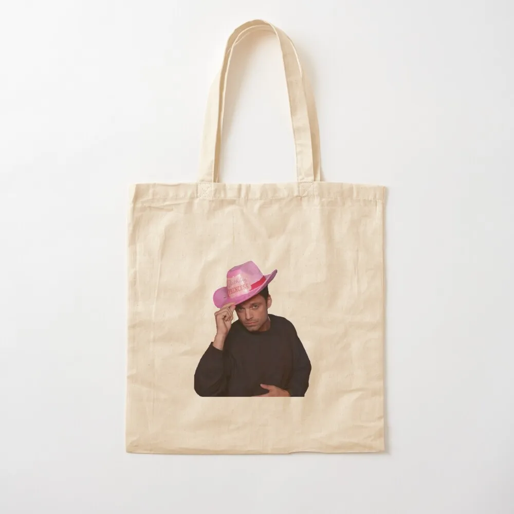 

Yes Haw! Sebastian Stan with pink Birthday Princess Cowboy Hat Tote Bag hand bags Women's shopping bag Canvas Tote Bag