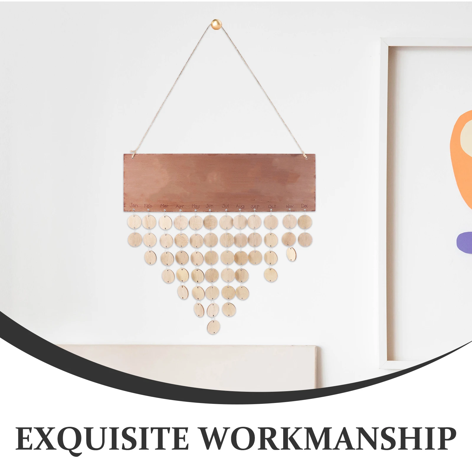 

120pcs Wooden Hanging Accessories 60 Round Slices 120 Iron Loops For Birthday Reminder Wall Decor Craft Kit Hanging