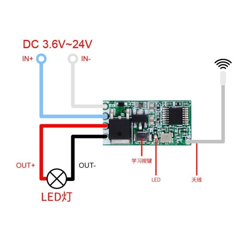 Universal DIY 433 MHz 1Ch RF Relaisempfänger Wireless Fernbedienungsschalter Micro -Modul LED Light Fernbedienung