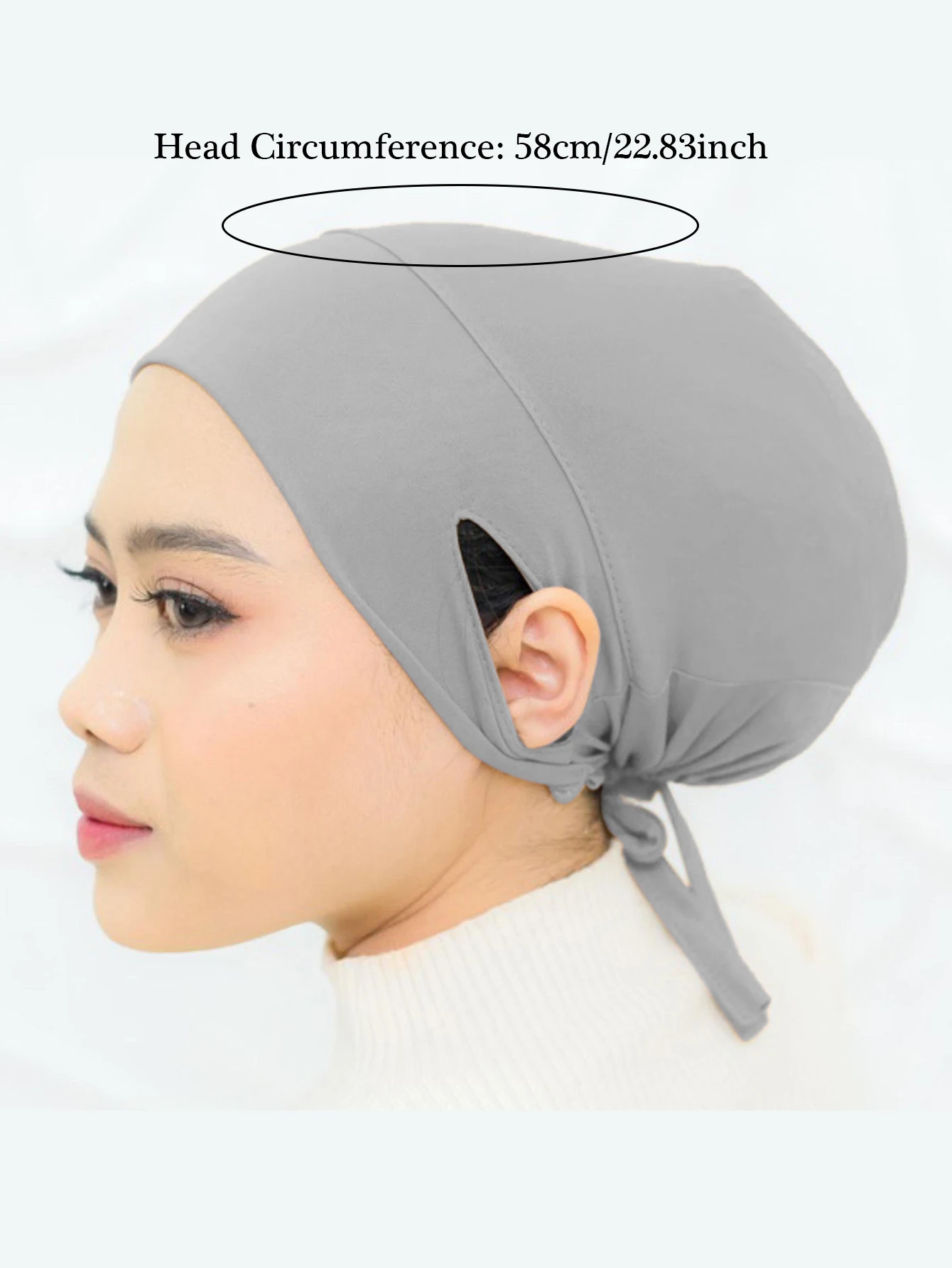 Solid Color Women Muslim Hijab Caps Drawstring Hanging Ear Wrap Head Indian Turban Bonnet Fashion Headdress Chemotherapy Cap