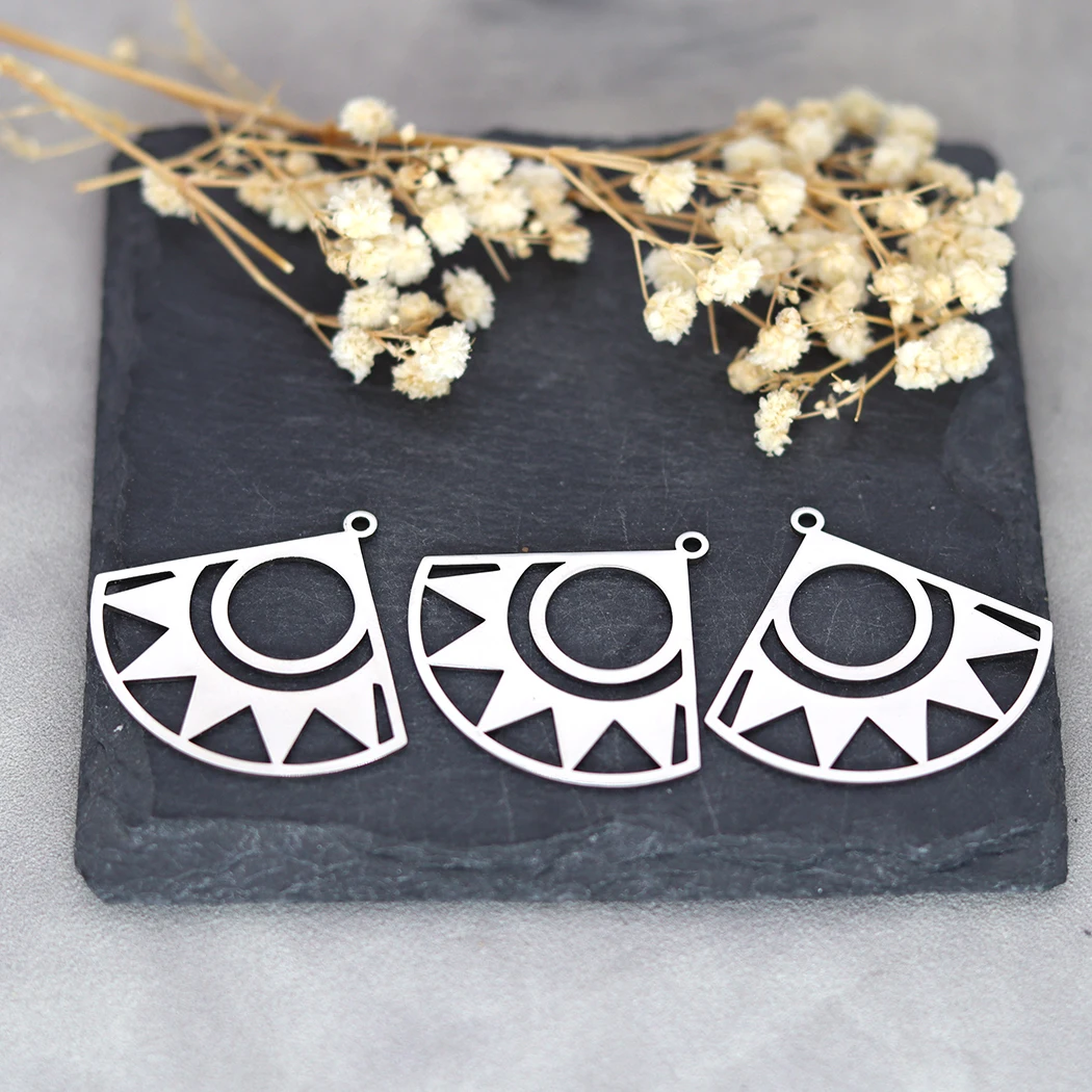 3 szt. W kształcie wachlarza słońce Charms kolczyk ze stali nierdzewnej wisiorek dla majsterkowiczów ręcznie robiona biżuteria bransoletka Anklet ustalenia naszyjnik Making — zdjęcie 6