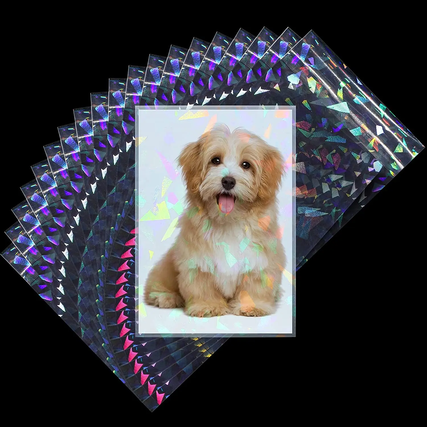 100pcs Broken Gemstone Seal Laser Flashing Card Film Holographic Idol Photo Card Sleeves Tarot YGO Ultra Super Card Protector