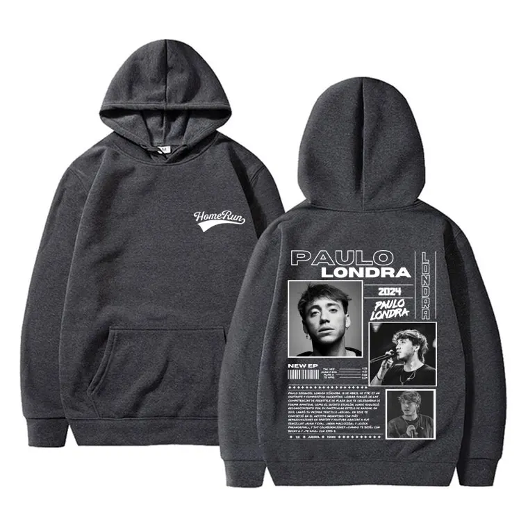 Rapper Paulo Londra Hoodie Music Album Homerun Graphic Hoodies Men Women Hip Hop Oversized Tracksuit Male Vintage Sweatshirts