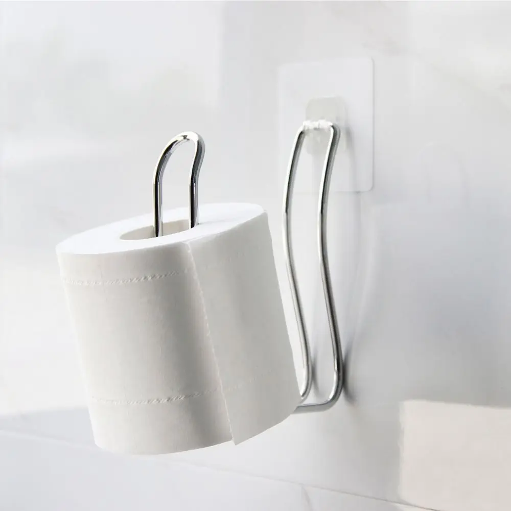 Porte-rouleau de papier toilette mural suspendu, support de rangement de mouchoirs sans poinçon, multifonction créatif, cintre pour rouleau de papier, salle de bains