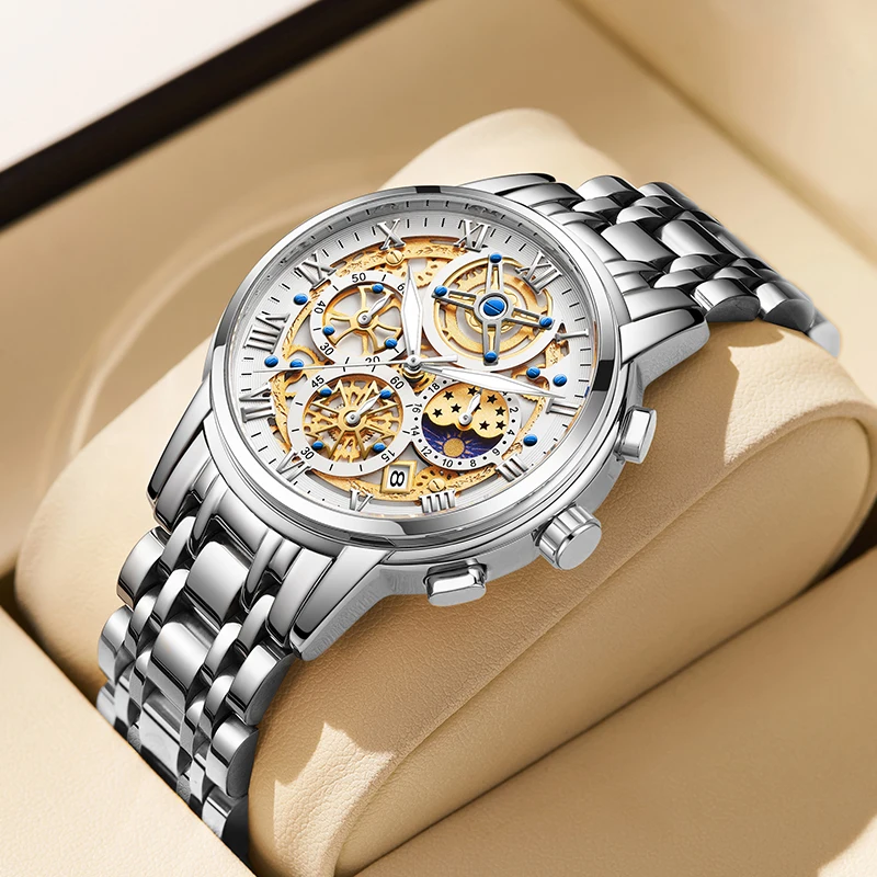 LIGE Männer Uhr Top Marke Original Sport Quarz Herren Uhren Voller Stahl Wasserdicht Chronograph Armbanduhr Männer Relogio Masculino