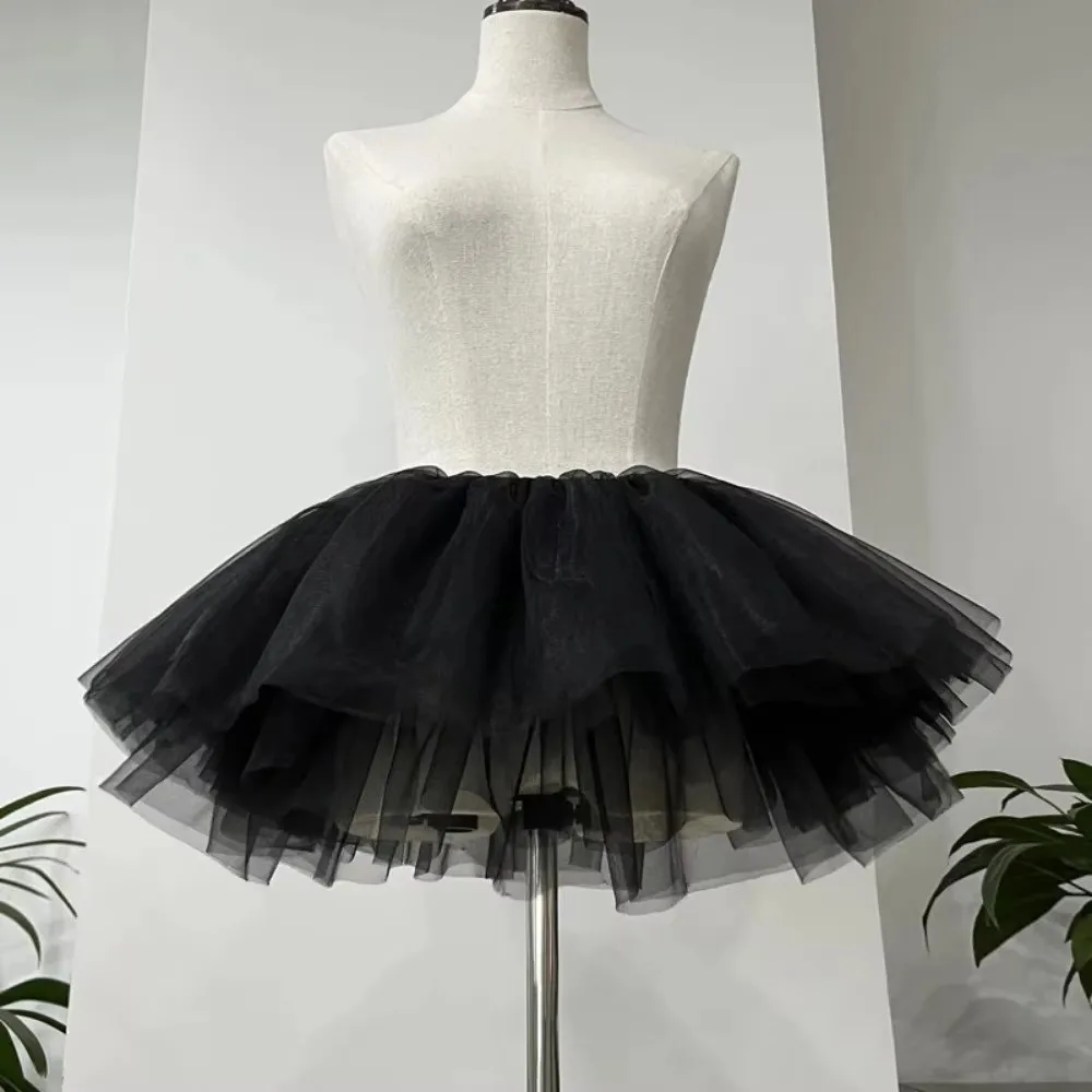 Fashion Puffy Lolita Underskirt 4 Layers Cosplay Costume Tutu Dress White Black Ballgown Petticoats Women