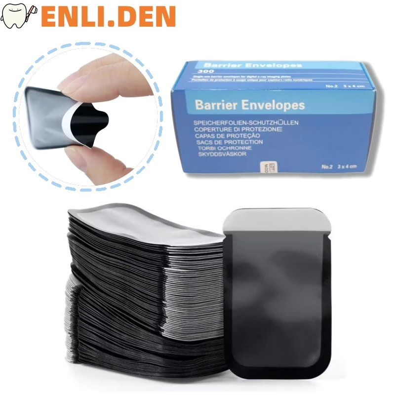 300Pcs/Box Disposable Dental Digital X-Ray Scan Barrier Envelope #2/30*40mm Phosphor Plate Protective Pouch Cover Bag Clinic