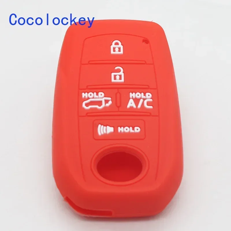 Cocolockey Silicone Car Key Cover Case for Toyota Rav4 Prime Prius Prime 2019 2020 2021 2022 5 Buttons Auto Accessories Key Bag